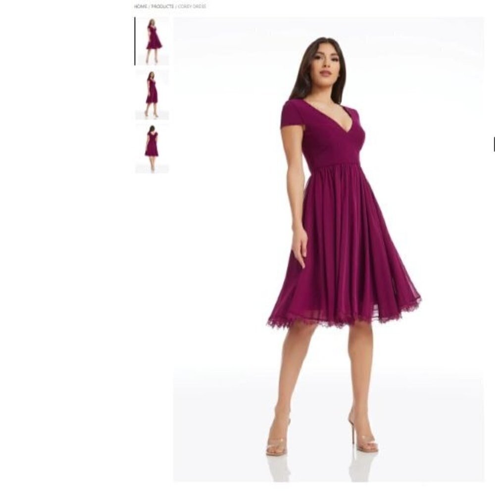 Dress the Population Corey Sexy Red Flowy Fit and Flare Dress Size Large